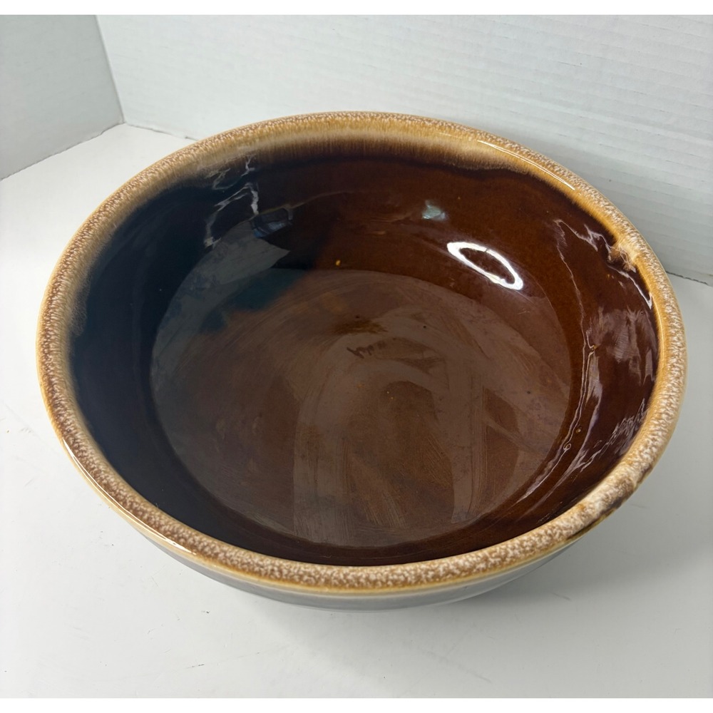 Kathy Kale USA Vtg Brown Drip Glaze Stoneware Serving Bowl Mid-Century 10.25"